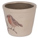 Clayre & Eef Pot de fleurs Ø 21x20 cm Beige Céramique Oiseau
