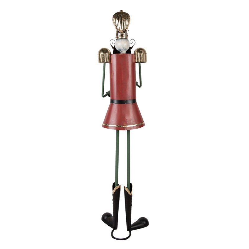 Clayre & Eef Statuetta decorativa di Natale Schiaccianoci 39x39x174 cm Rosso Metallo