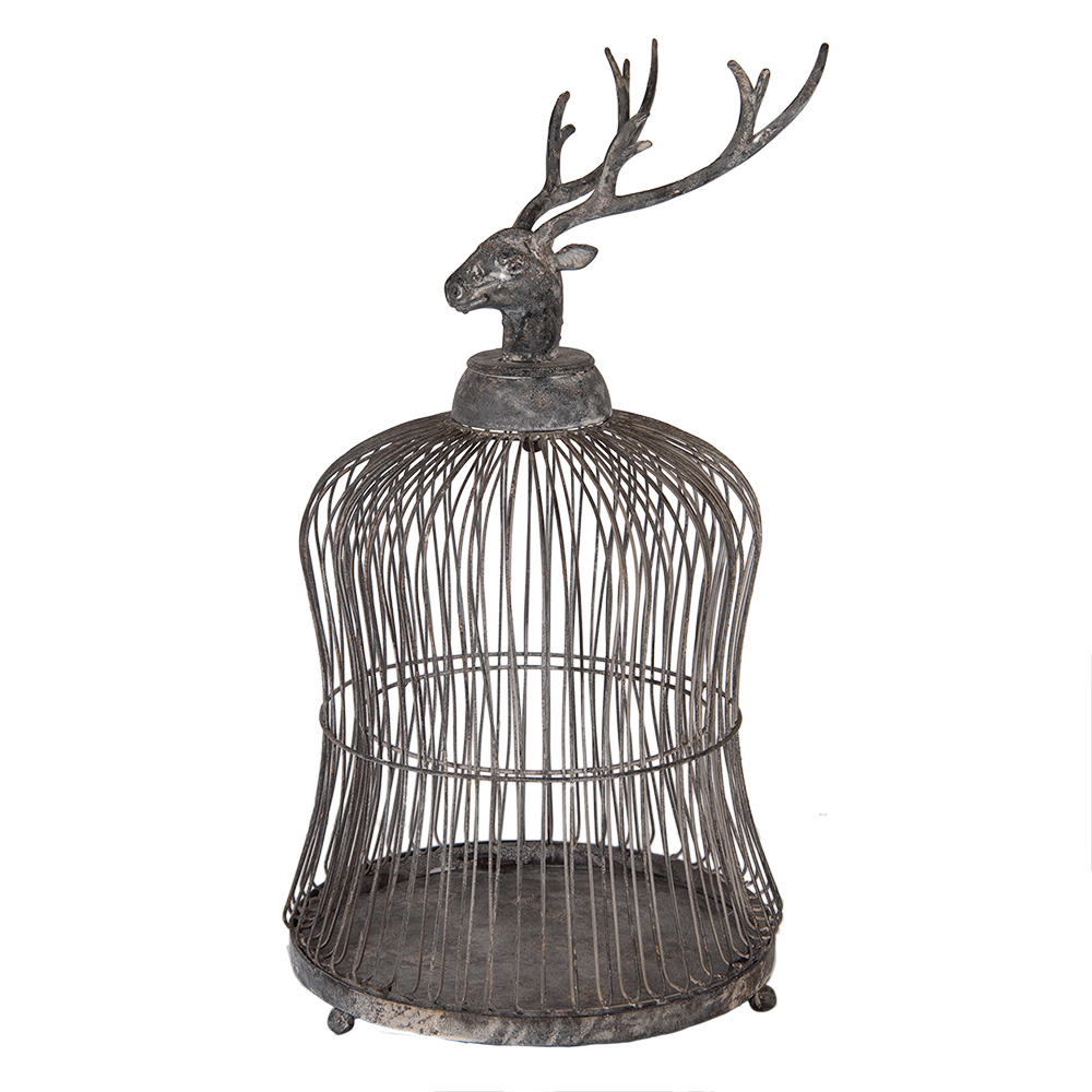 Clayre&Eef Vogelkooi DecoratieØ 26x50 cm Grijs Metaal afbeelding