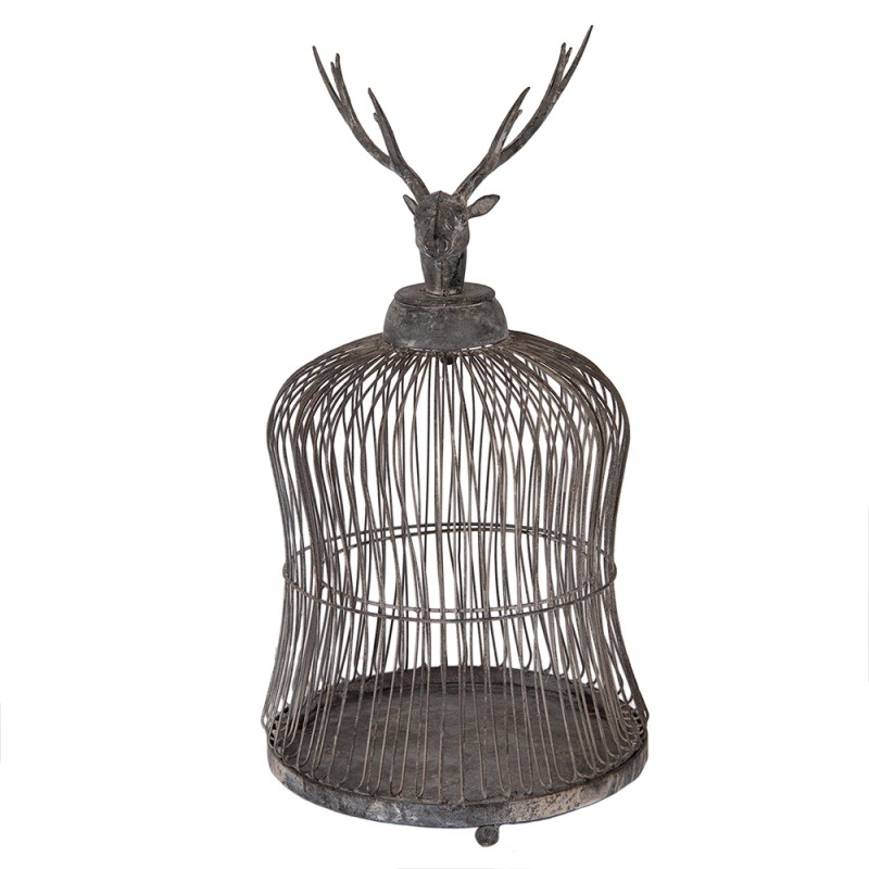 Clayre & Eef Decorazione gabbia Ø 26x50 cm Grigio Metallo