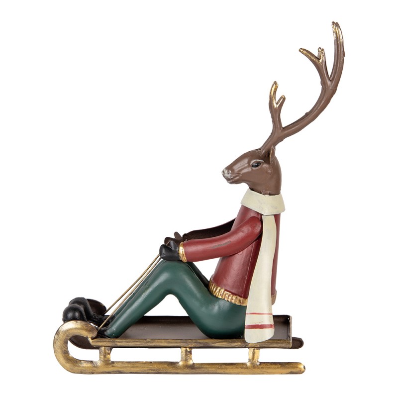 Clayre & Eef Decoratie Beeld Hert 27x10x31 cm Bruin Metaal