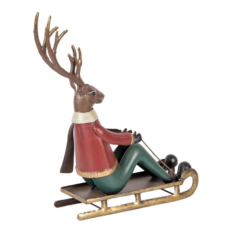 Clayre & Eef Decoratie Beeld Hert 27x10x31 cm Bruin Metaal