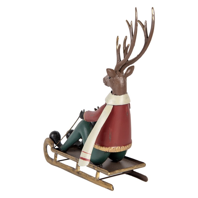 Clayre & Eef Decoratie Beeld Hert 27x10x31 cm Bruin Metaal