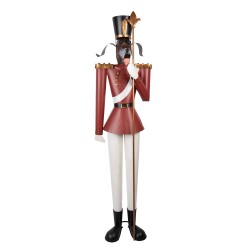 Clayre & Eef Kerstdecoratie Beeld Notenkraker 50x41x189 cm Rood Metaal