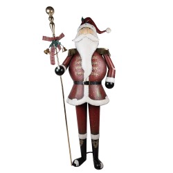 Clayre & Eef Statuetta decorativa di Natale Babbo Natale 82x36x205 cm Rosso Metallo