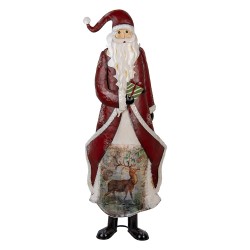 Clayre & Eef Statuetta decorativa di Natale Babbo Natale 33x16x85 cm Rosso Metallo