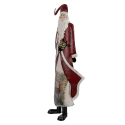 Clayre & Eef Statuetta decorativa di Natale Babbo Natale 33x16x85 cm Rosso Metallo