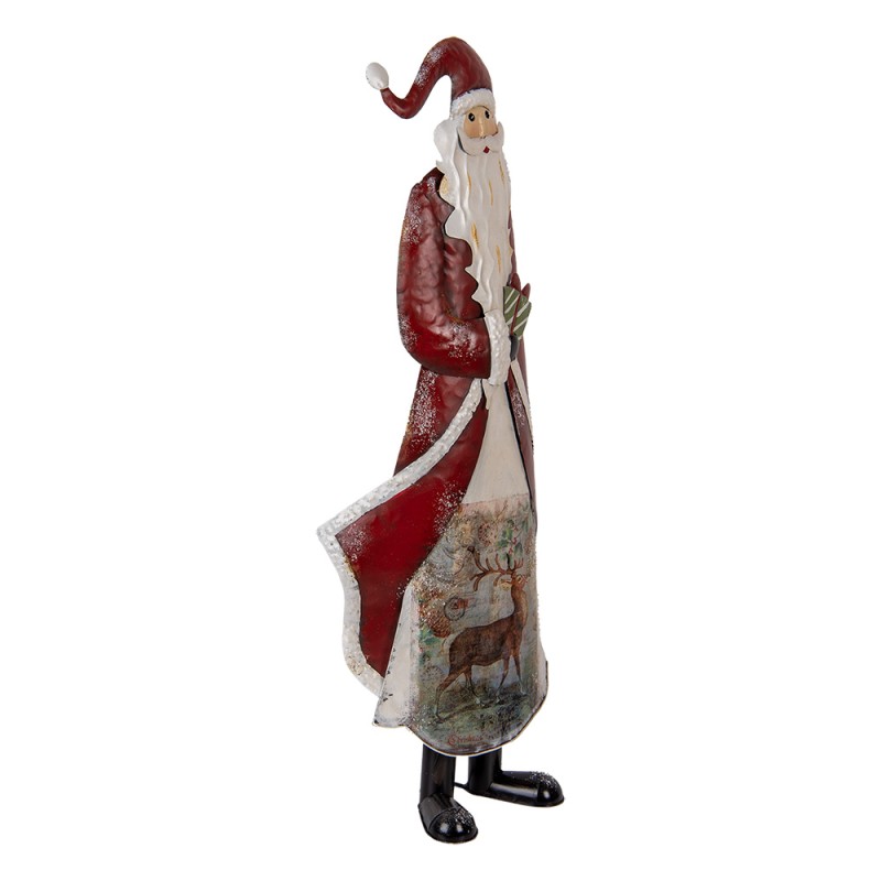 Clayre & Eef Statuetta decorativa di Natale Babbo Natale 33x16x85 cm Rosso Metallo