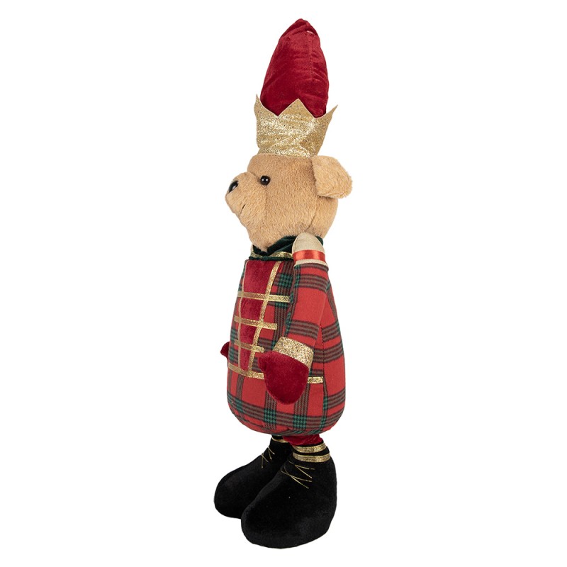 Clayre & Eef Statuetta decorativa di Natale Orso 25x15x60 cm Marrone Tessuto