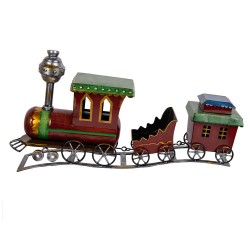 Clayre & Eef Statuetta decorativa Treno 70x15x36 cm Rosso Metallo