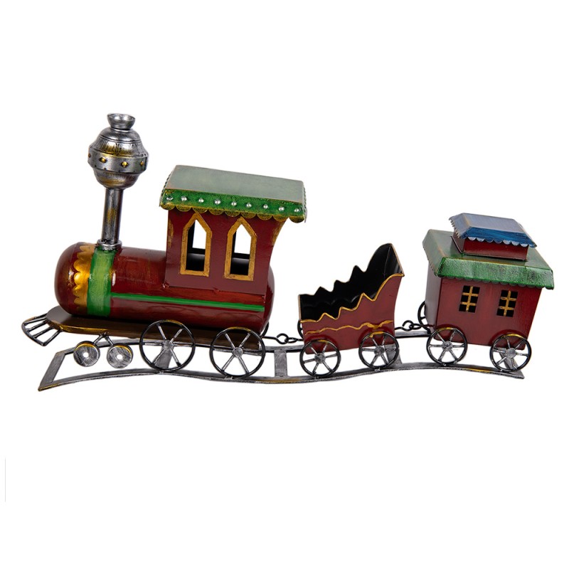 Clayre & Eef Statuetta decorativa Treno 70x15x36 cm Rosso Metallo
