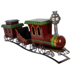 Clayre & Eef Statuetta decorativa Treno 70x15x36 cm Rosso Metallo