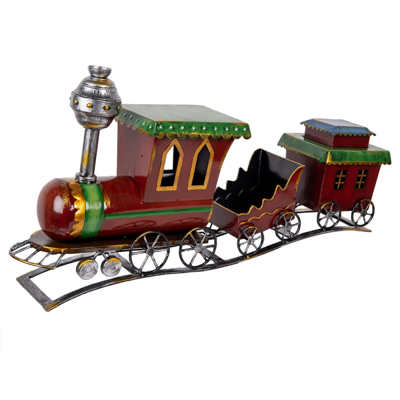 Clayre & Eef Statuetta decorativa Treno 70x15x36 cm Rosso Metallo