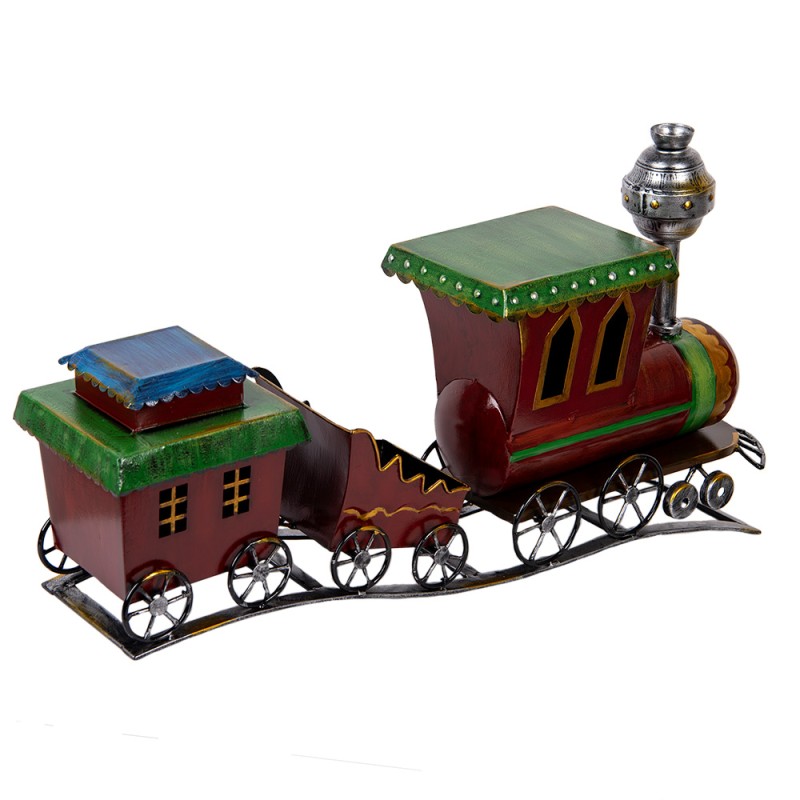 Clayre & Eef Statuetta decorativa Treno 70x15x36 cm Rosso Metallo