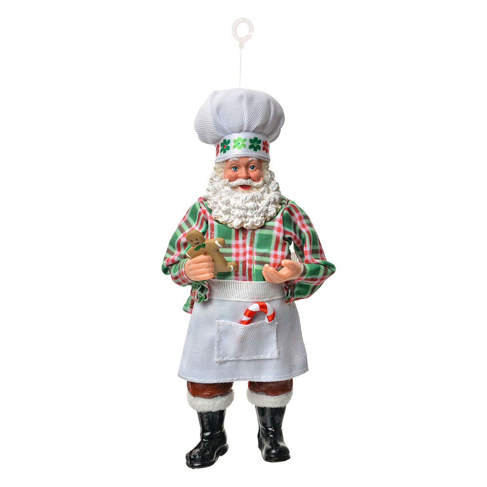 Clayre & Eef Kersthanger Kerstman 17 cm Wit Textiel afbeelding 1