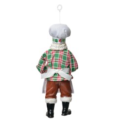 Clayre & Eef Ornamento Natalizio Babbo Natale 17 cm Bianco Tessuto su plastica