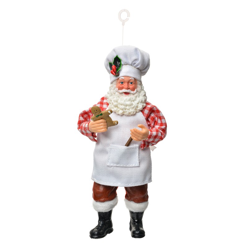 Clayre & Eef Ornamento Natalizio Babbo Natale 17 cm Bianco Tessuto su plastica