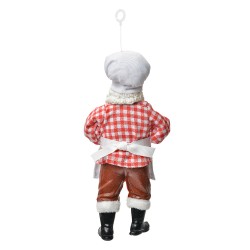 Clayre & Eef Ornamento Natalizio Babbo Natale 17 cm Bianco Tessuto su plastica