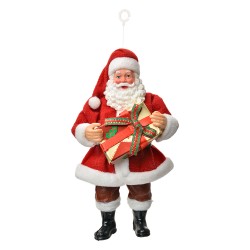 Clayre & Eef Ornamento Natalizio Babbo Natale 17 cm Rosso Tessuto su plastica