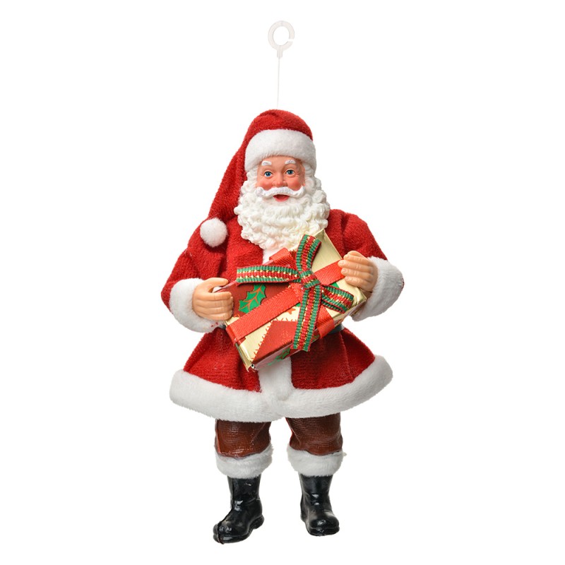 Clayre & Eef Ornamento Natalizio Babbo Natale 17 cm Rosso Tessuto su plastica