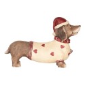 Clayre & Eef Kerstdecoratie Beeld Hond Teckel 42x12x27 cm Bruin Beige Keramisch materiaal