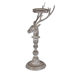 Clayre & Eef Candelabro Cervo 17x14x42 cm Grigio Metallo