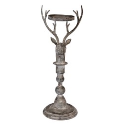 Clayre & Eef Candelabro Cervo 17x14x42 cm Grigio Metallo