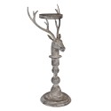 Clayre & Eef Candelabro Cervo 17x14x42 cm Grigio Metallo