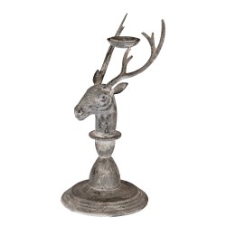 Clayre & Eef Candelabro Cervo 17x14x30 cm Grigio Metallo