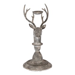 Clayre & Eef Candelabro Cervo 17x14x30 cm Grigio Metallo
