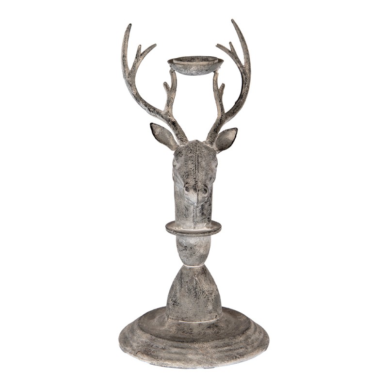 Clayre & Eef Candelabro Cervo 17x14x30 cm Grigio Metallo