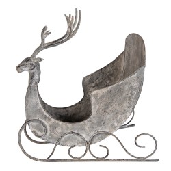 Clayre & Eef Statuetta decorativa Slitta 44x34x47 cm Grigio Metallo Cervo