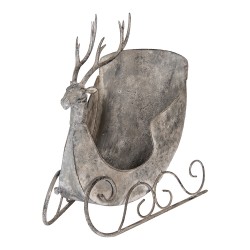 Clayre & Eef Statuetta decorativa Slitta 44x34x47 cm Grigio Metallo Cervo