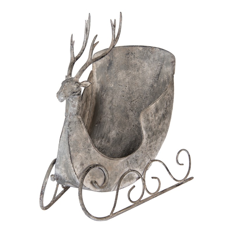 Clayre & Eef Statuetta decorativa Slitta 44x34x47 cm Grigio Metallo Cervo