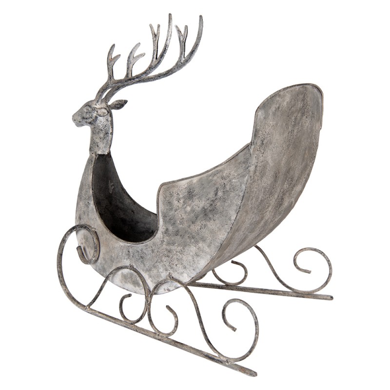 Clayre & Eef Statuetta decorativa Slitta 44x34x47 cm Grigio Metallo Cervo