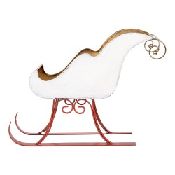 Clayre & Eef Statuetta decorativa Slitta 37x15x28 cm Bianco Metallo