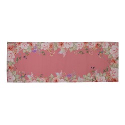 Clayre & Eef Chemin de table 50x140 cm Rose Coton Fleurs