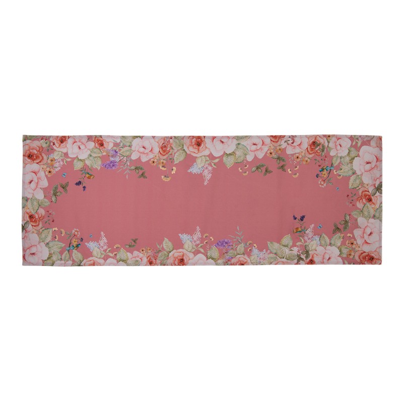 Clayre & Eef Chemin de table 50x140 cm Rose Coton Fleurs