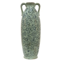Clayre & Eef Vase Ø 16x45 cm Green Ceramic Flowers