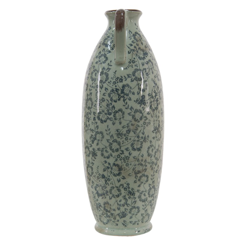 Clayre & Eef Vase Ø 16x45 cm Green Ceramic Flowers
