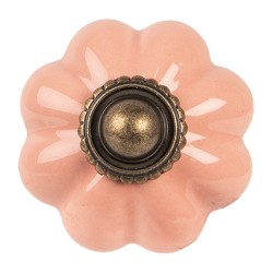 Clayre & Eef Poignée de porte Ø 4 cm Rose Céramique