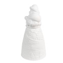 Clayre & Eef Decorazione natalizia con illuminazione a LED Babbo Natale Ø 9x19 cm Bianco Porcellana