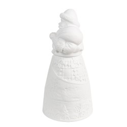 Clayre & Eef Decorazione natalizia con illuminazione a LED Babbo Natale Ø 9x19 cm Bianco Porcellana