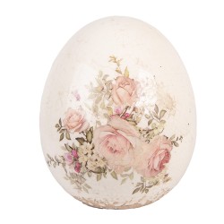 Clayre & Eef Decoratie Ei Ø 14x16 cm Beige Keramiek