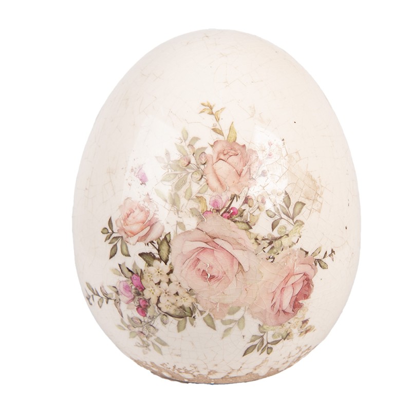 Clayre & Eef Decoratie Ei Ø 14x16 cm Beige Keramiek