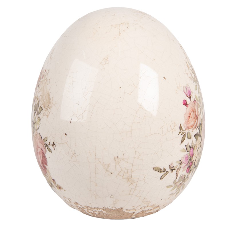 Clayre & Eef Decoratie Ei Ø 14x16 cm Beige Keramiek