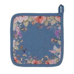 Clayre & Eef Manique 20x20 cm Bleu Coton Fleurs