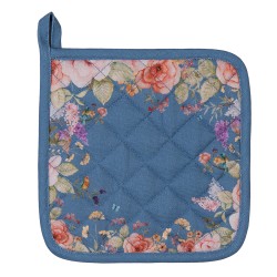 Clayre & Eef Manique 20x20 cm Bleu Coton Fleurs