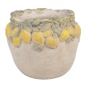 Clayre & Eef Planter Ø 22x19 cm Beige Stone Lemons