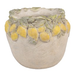 Clayre & Eef Planter Ø 22x19 cm Beige Stone Lemons